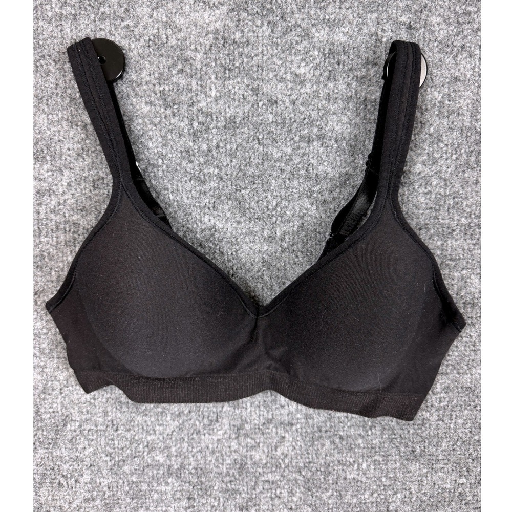 Bali Comfort Revolution Wireless Bra Black Seamless Non-Wired Lined Size 34B EUC